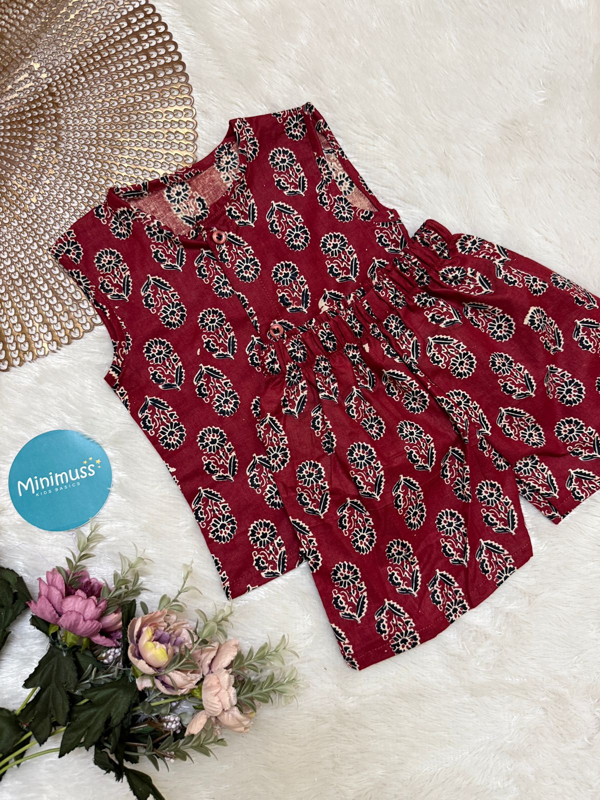 DAILY PLAY- DC026 MAROON FLOWER  COORD SET