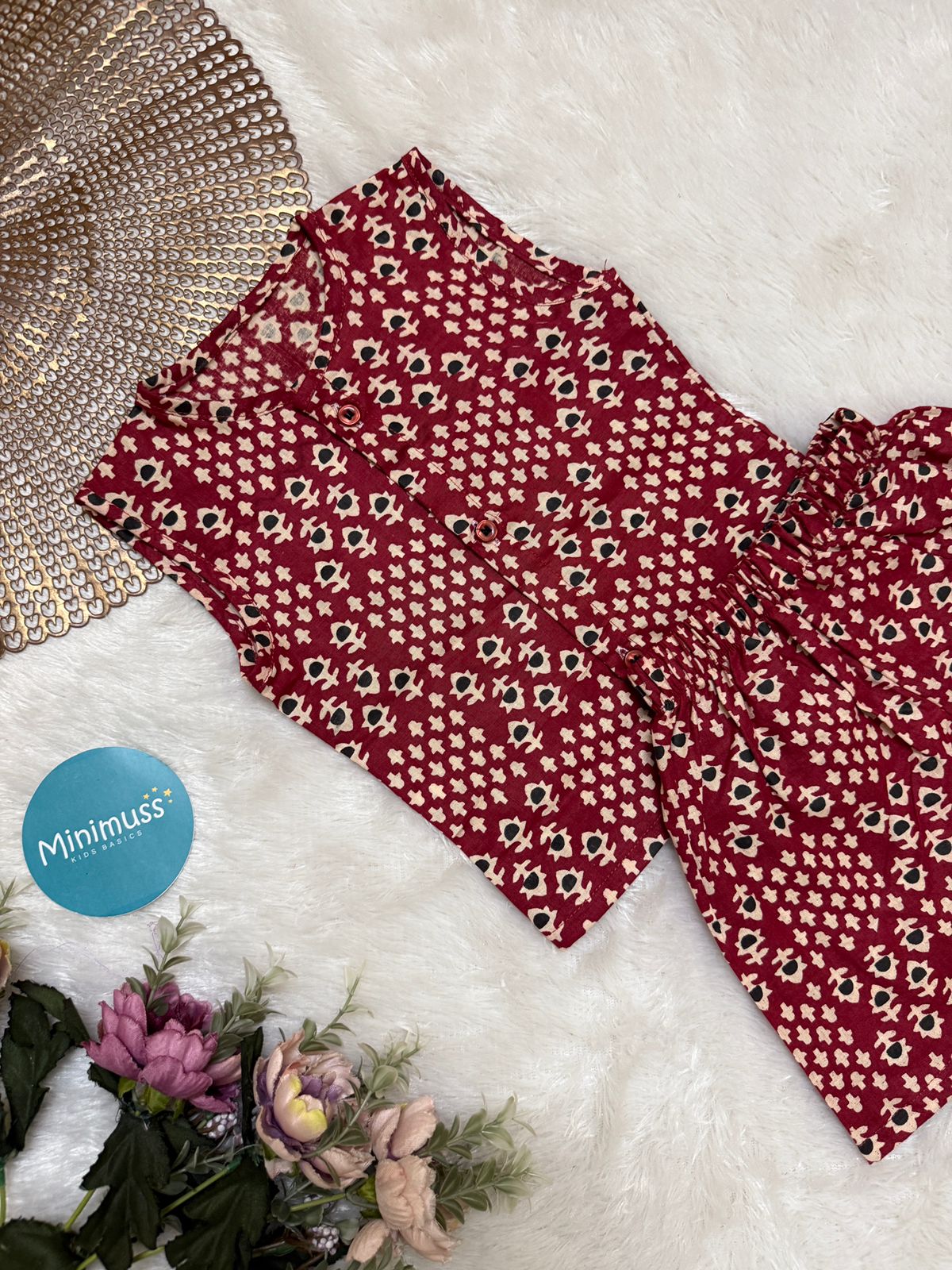 DAILY PLAY- DC033  MAROON DOTS  COORD SET