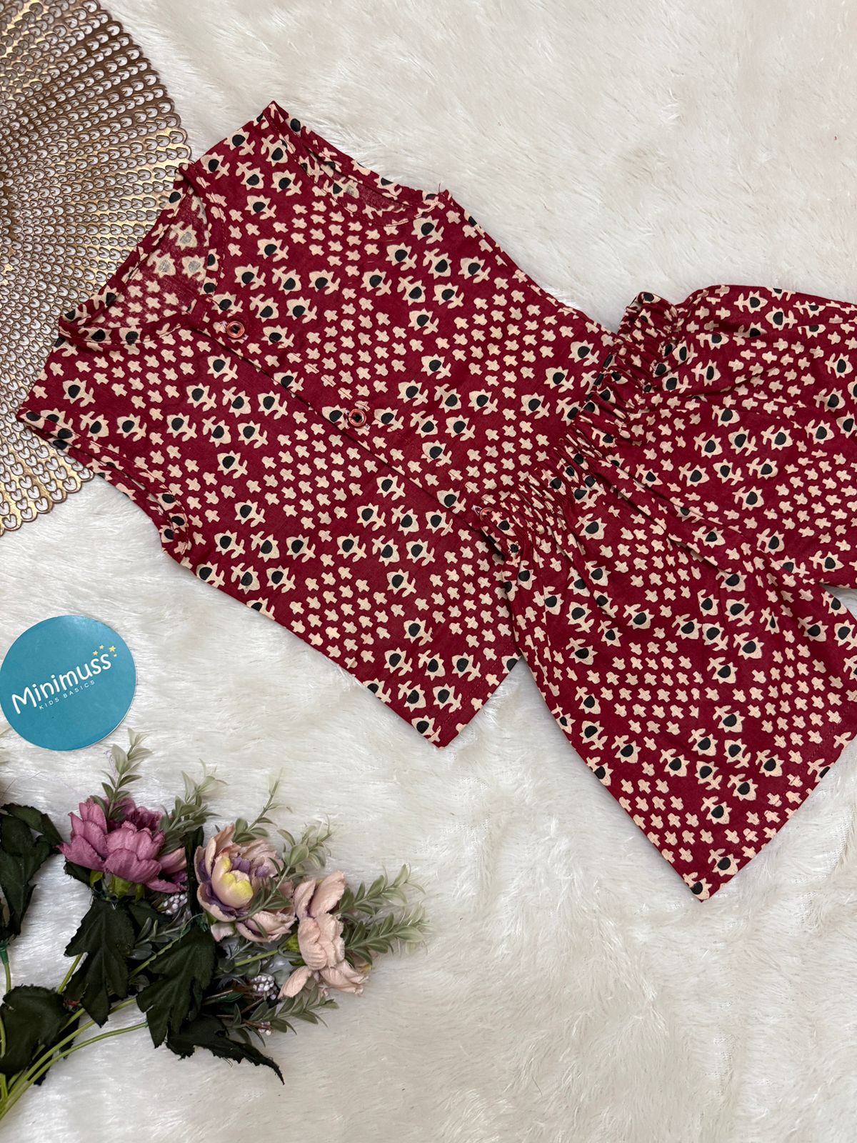 DAILY PLAY- DC033  MAROON DOTS  COORD SET
