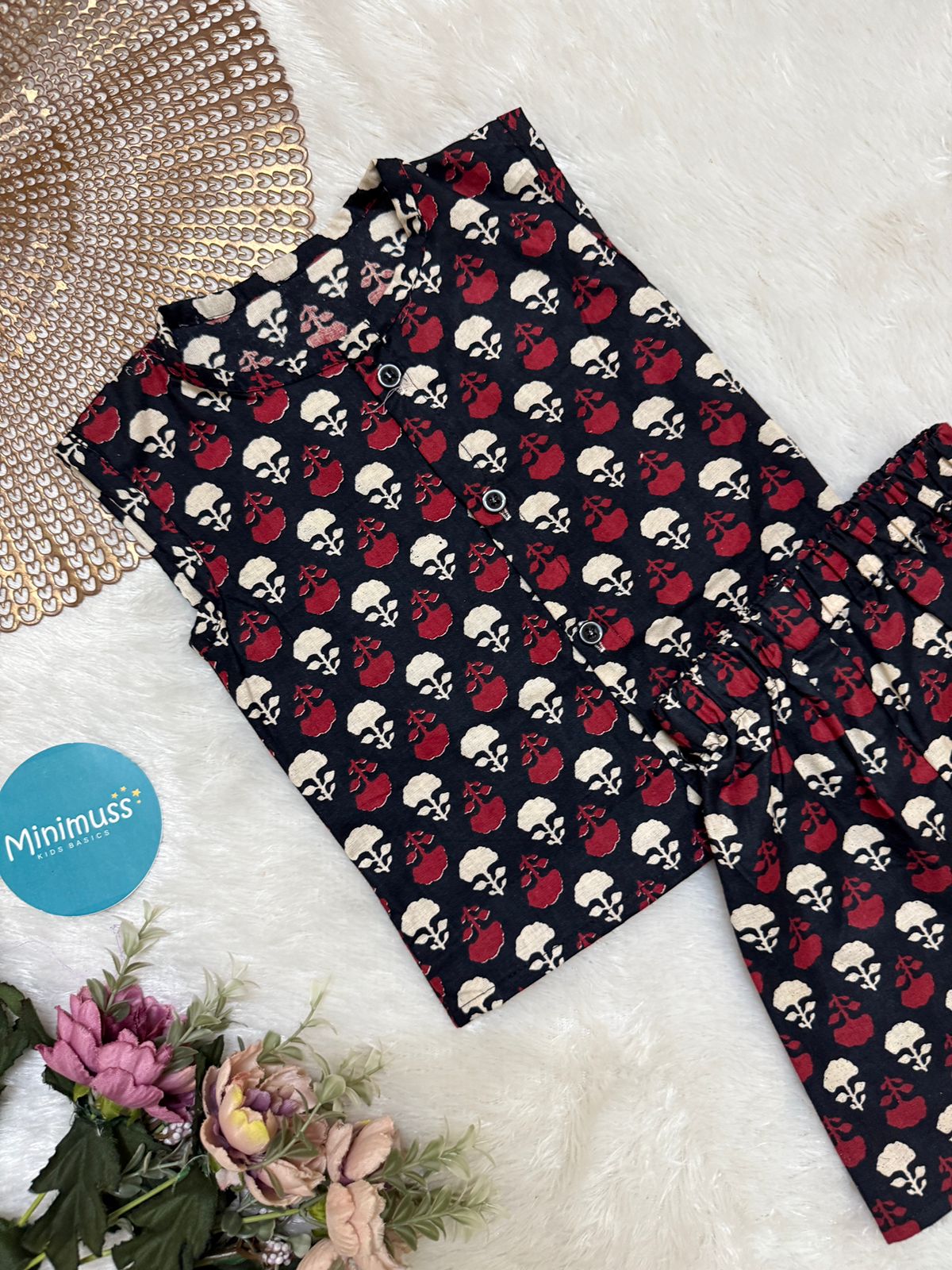 DAILY PLAY- DC032 BLACK FLOWER  COORD SET