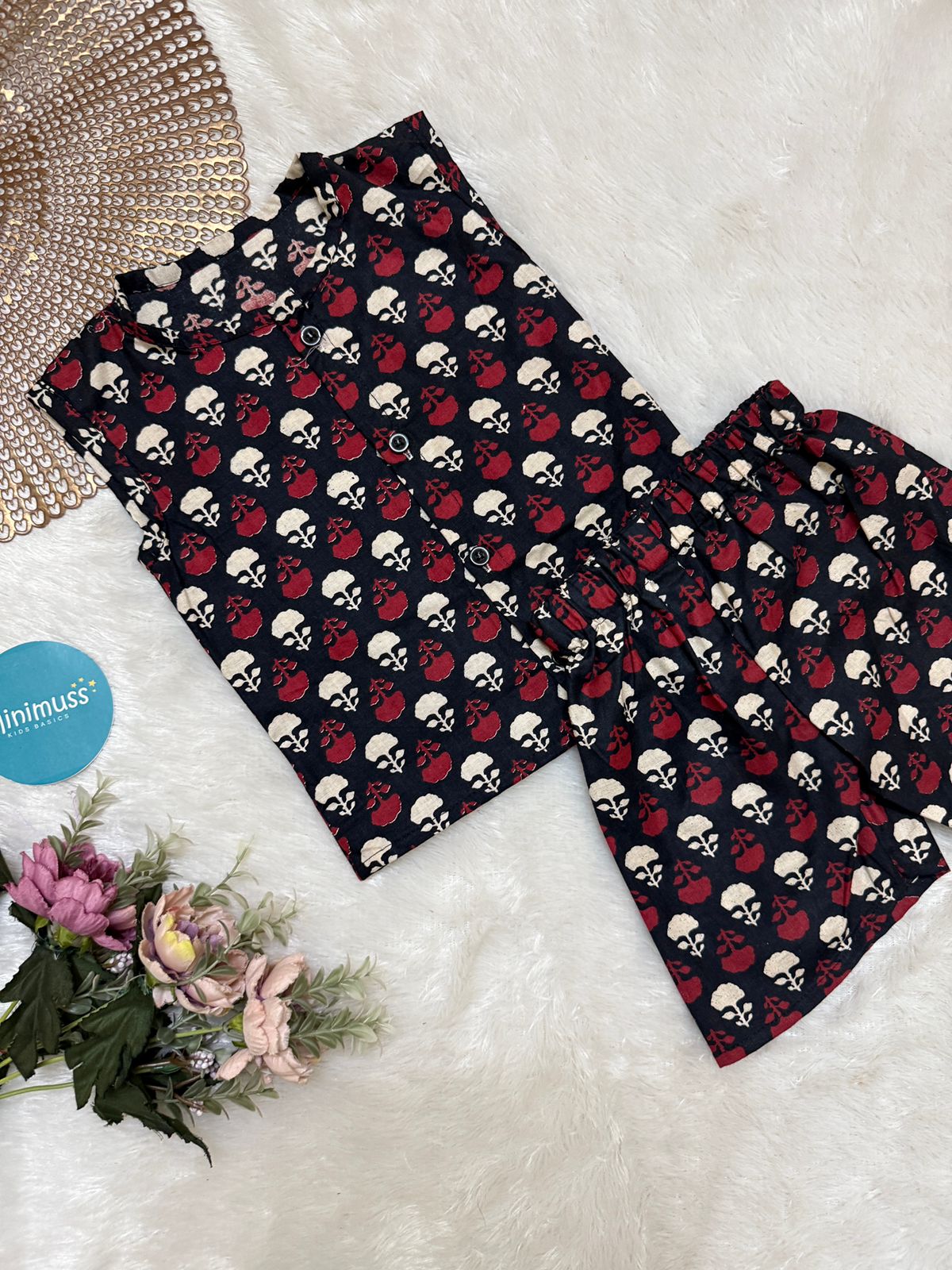 DAILY PLAY- DC032 BLACK FLOWER  COORD SET