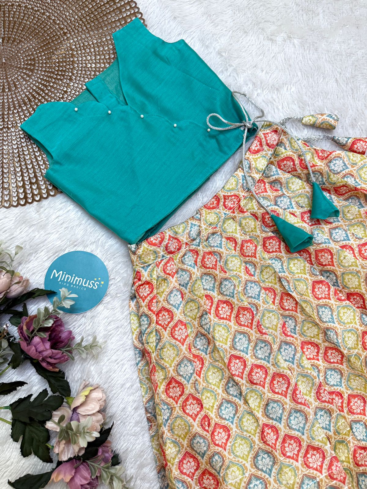 GLOW & FLOW - DC038- TEAL BLUE SKIRT SET