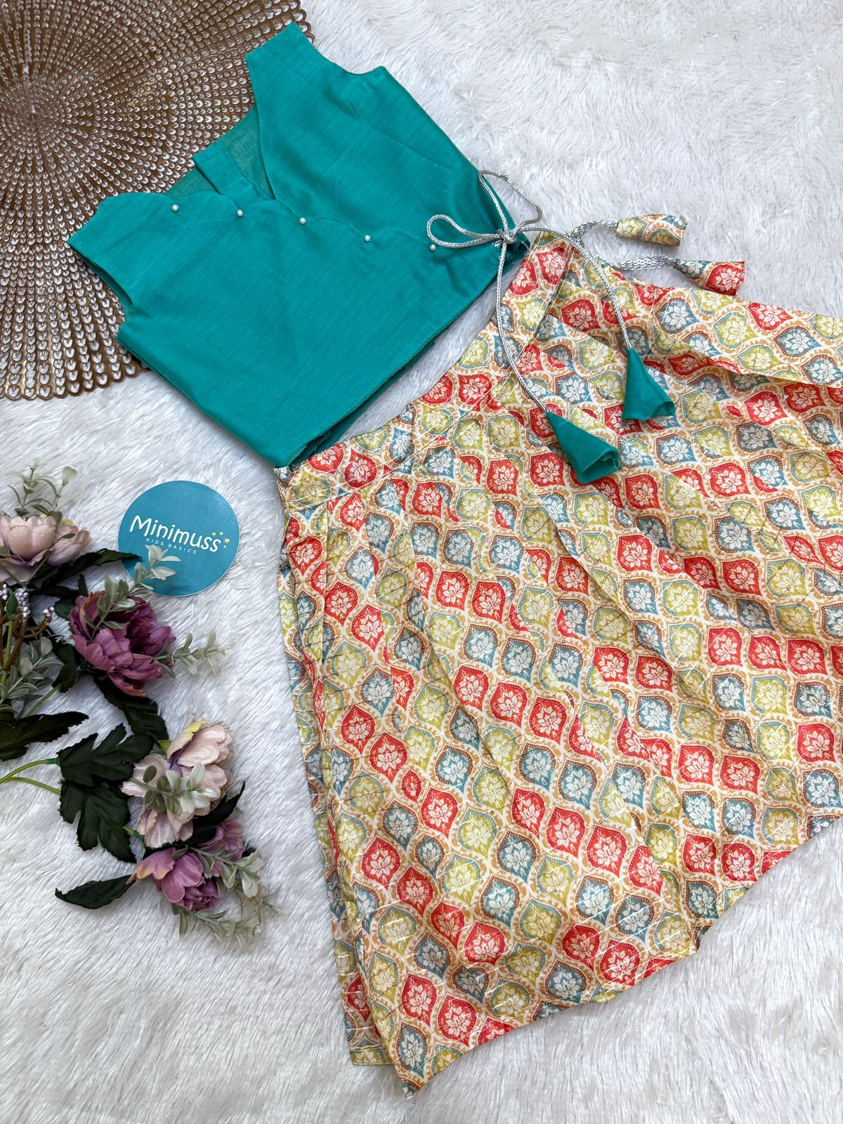 GLOW & FLOW - DC038- TEAL BLUE SKIRT SET