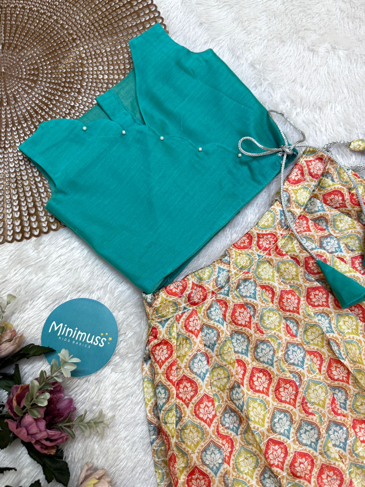 GLOW & FLOW - DC038- TEAL BLUE SKIRT SET