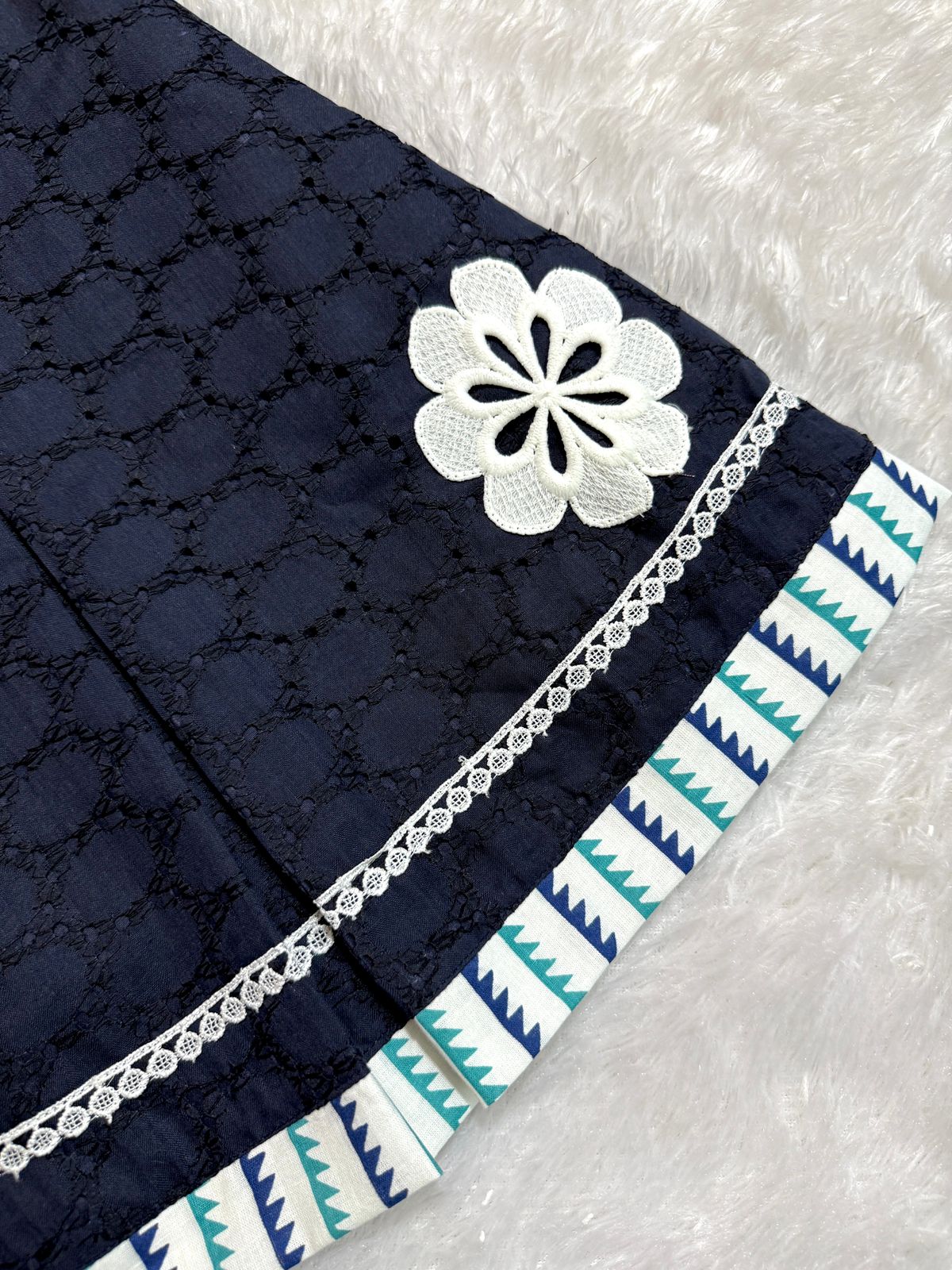 CHICKY POP  - DC045 -NAVY BLUE APPLIQUE FROCK