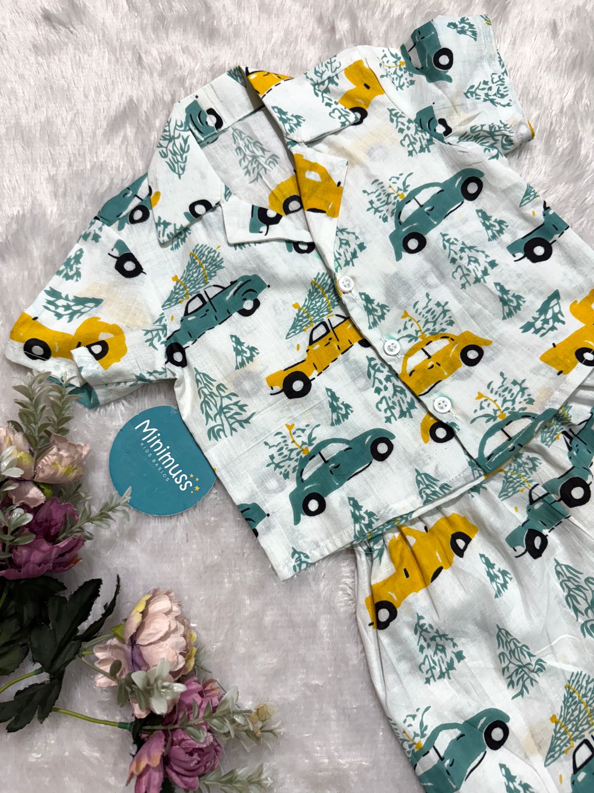 COOL CUB-DC050- BOYS YELLOW CAR CO-ORD SET