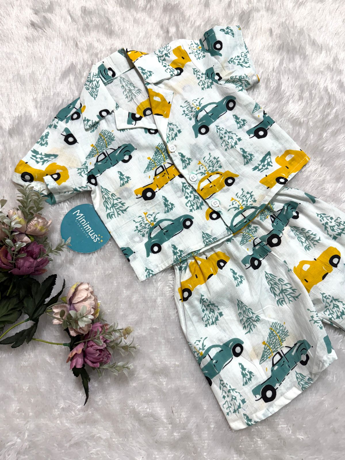 COOL CUB-DC050- BOYS YELLOW CAR CO-ORD SET