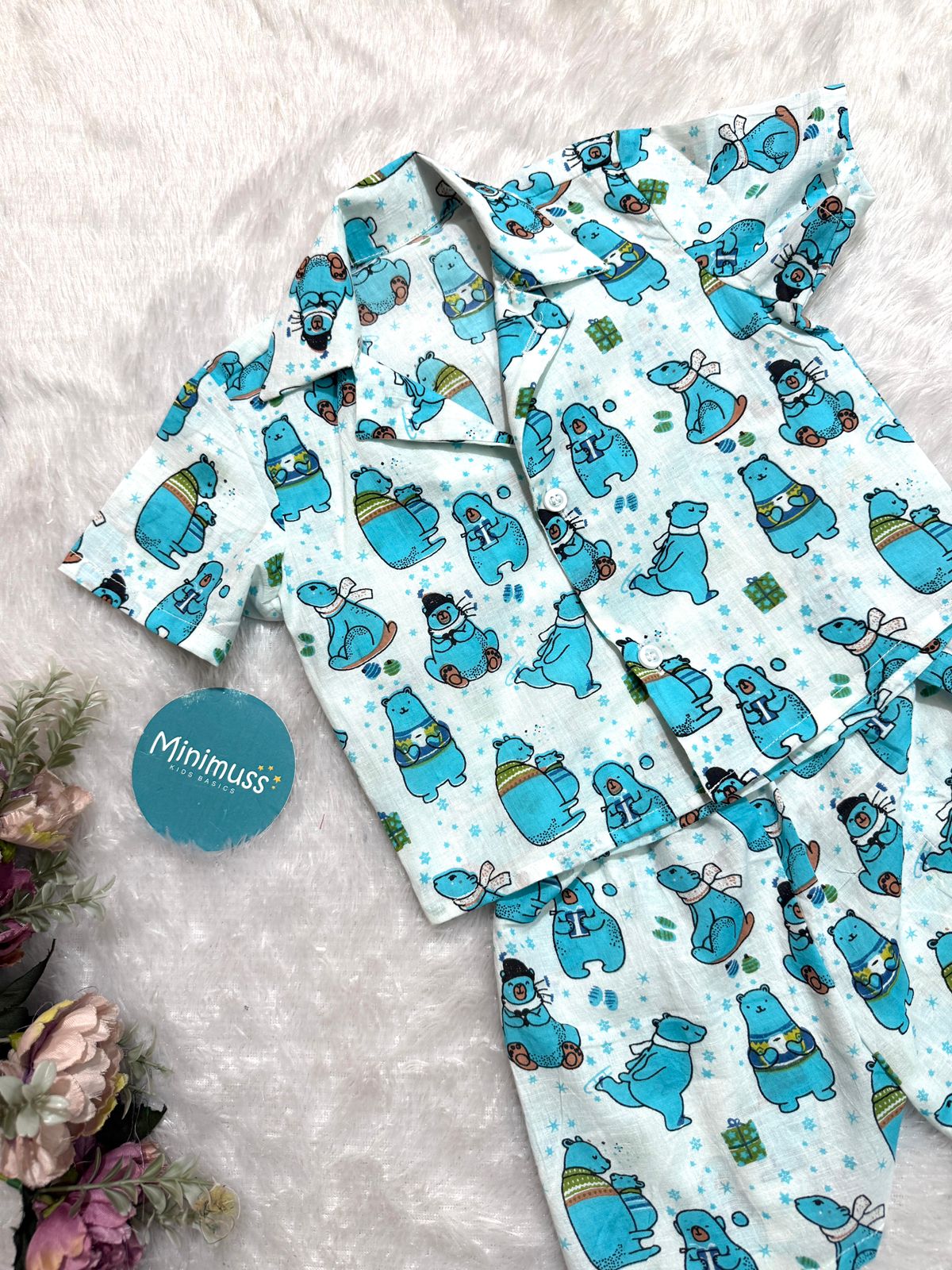 COOL CUB-DC051- BOYS BLUE BEAR CO-ORD SET