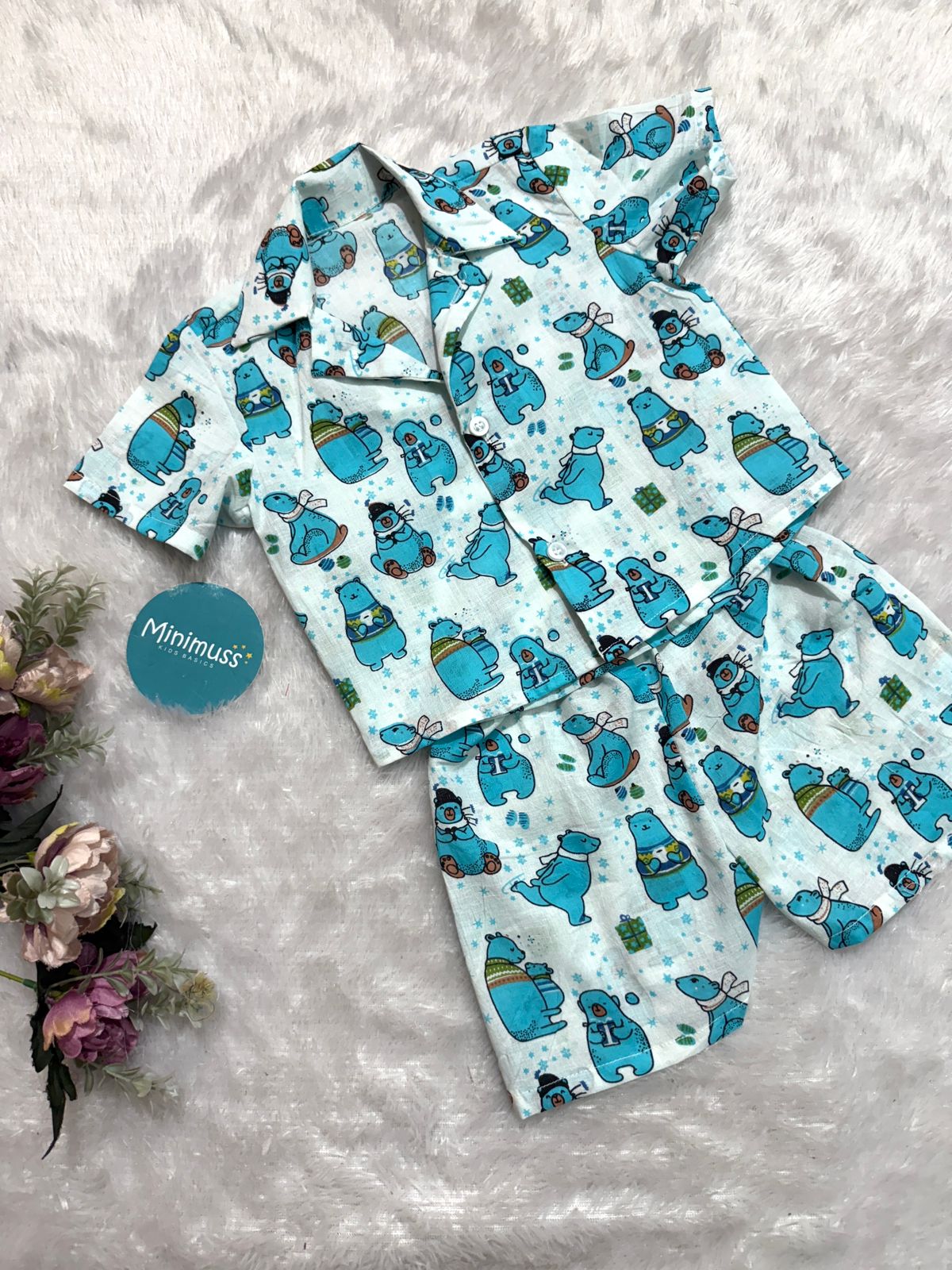 COOL CUB-DC051- BOYS BLUE BEAR CO-ORD SET