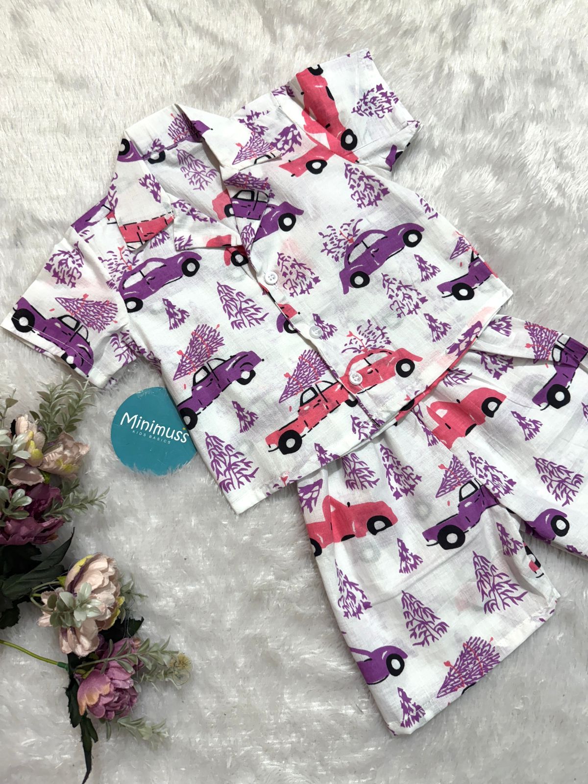 COOL CUB-DC049- BOYS PINK CAR CO-ORD SET