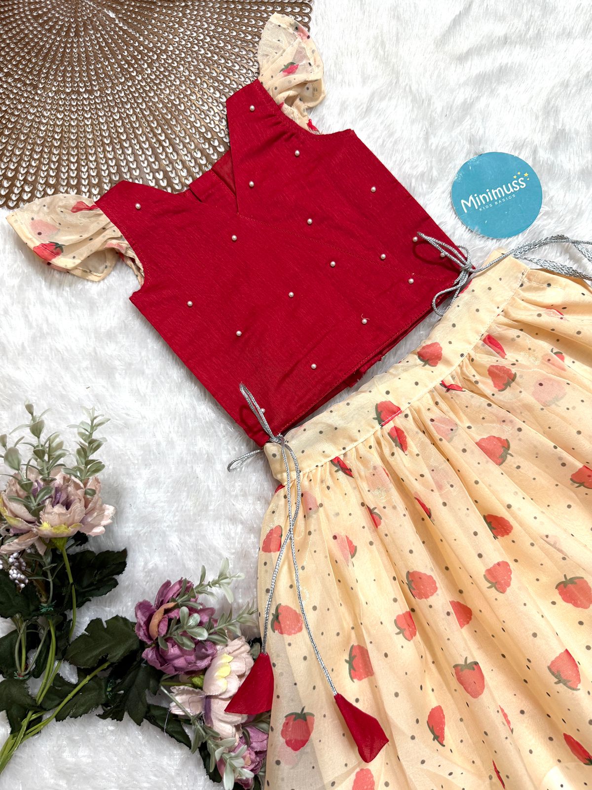 DOLLY DOTS -DC064- RED ORGANZA SKIRT SET