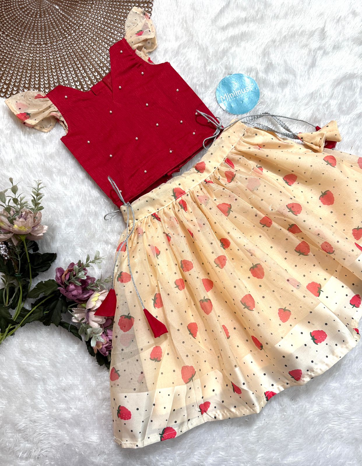 DOLLY DOTS -DC064- RED ORGANZA SKIRT SET