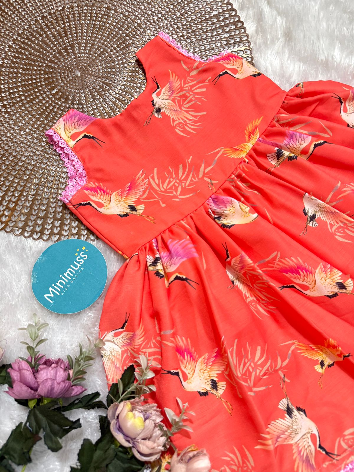 DREAMY DAISY- DC074 ORANGE BIRD FROCK
