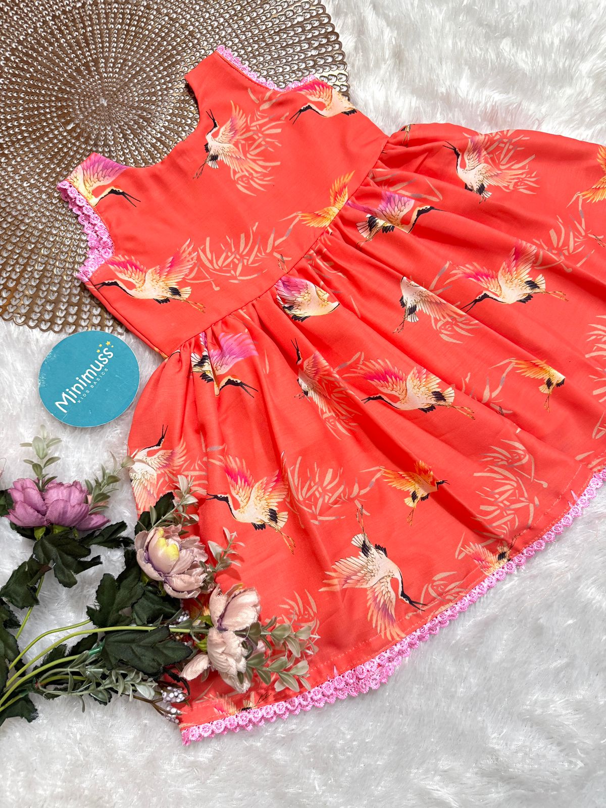 DREAMY DAISY- DC074 ORANGE BIRD FROCK