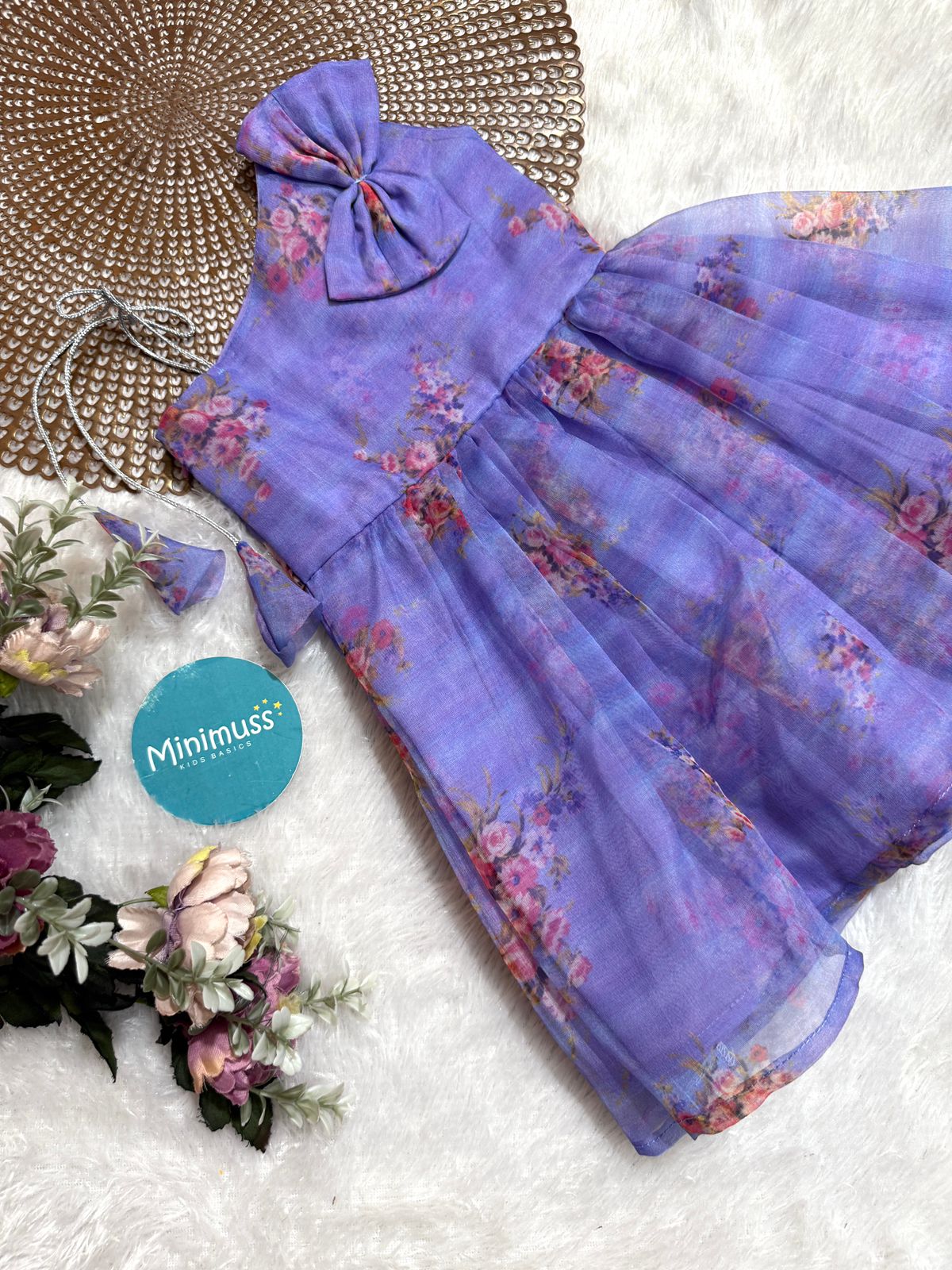 BUBBLY BOW - DC082 LAVENDER ORGANZA FROCK