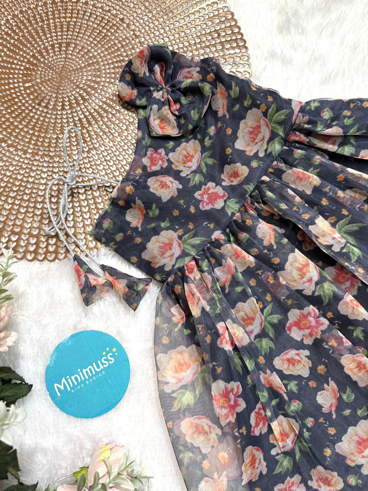 BUBBLY BOW - DC088 BLACK ORGANZA FROCK