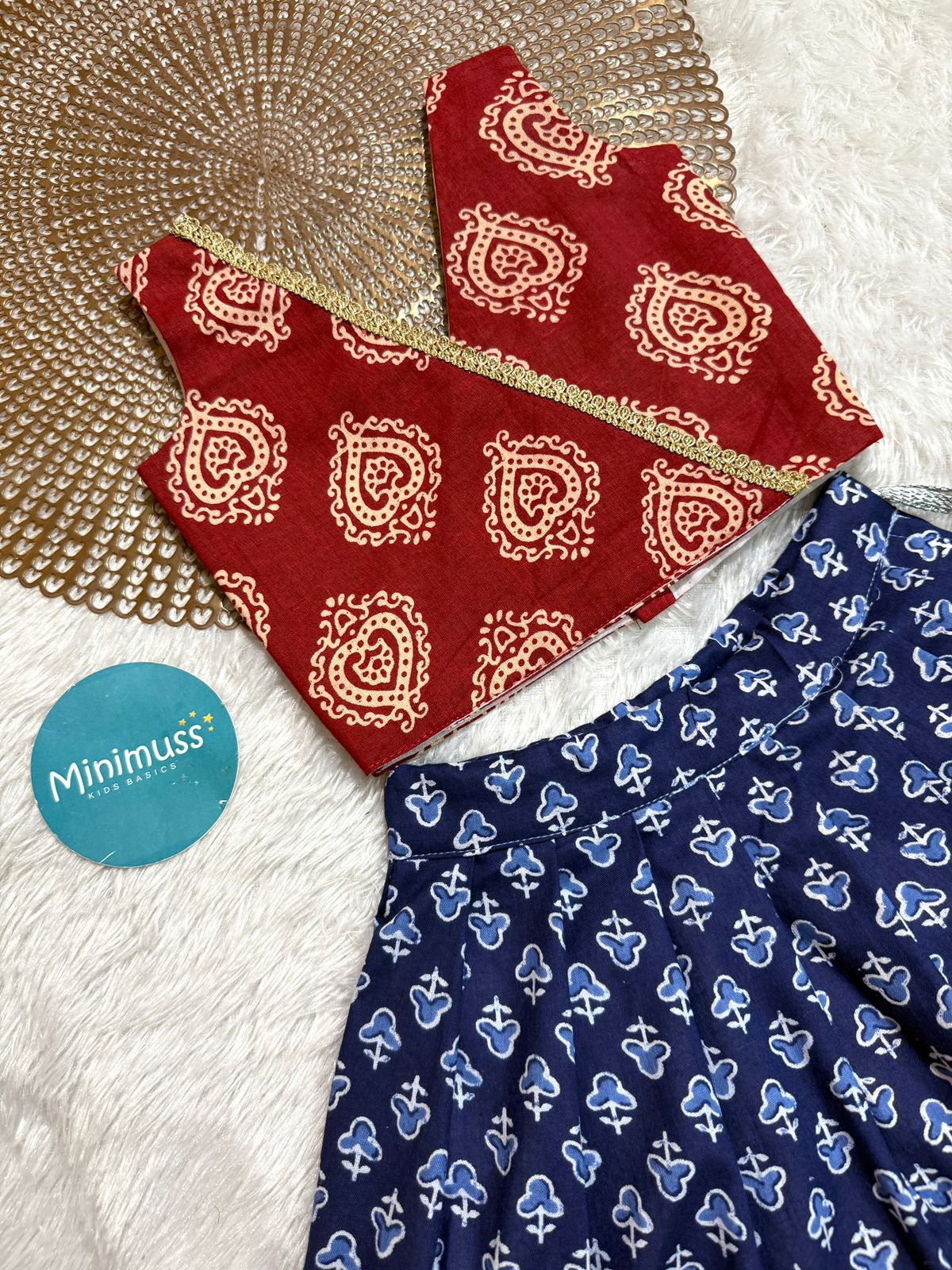 DARING DIVAS-DC104 RUST INDIGO SKIRT SET