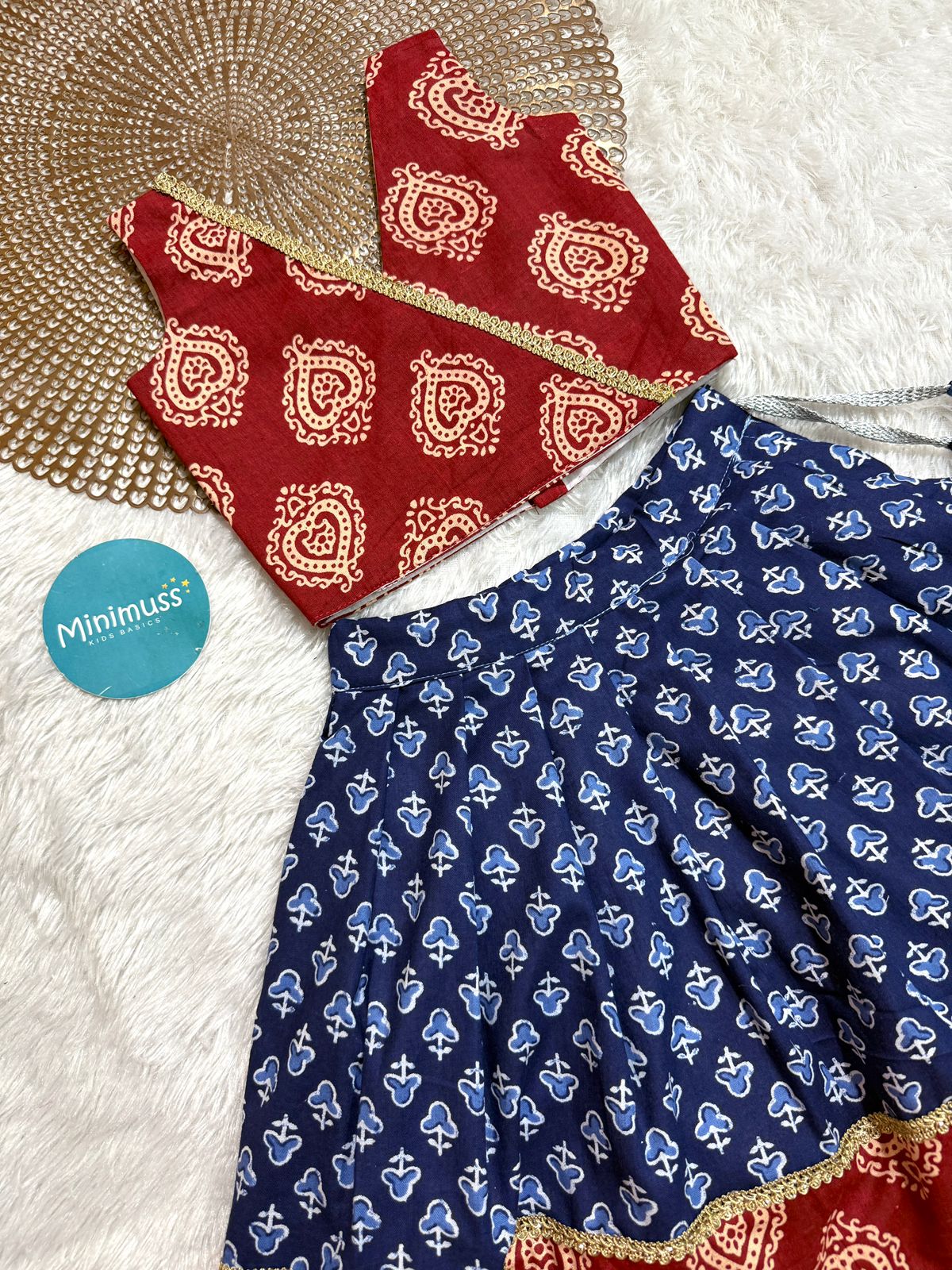 DARING DIVAS-DC104 RUST INDIGO SKIRT SET