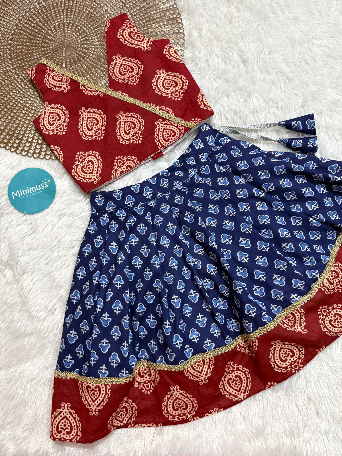 DARING DIVAS-DC104 RUST INDIGO SKIRT SET