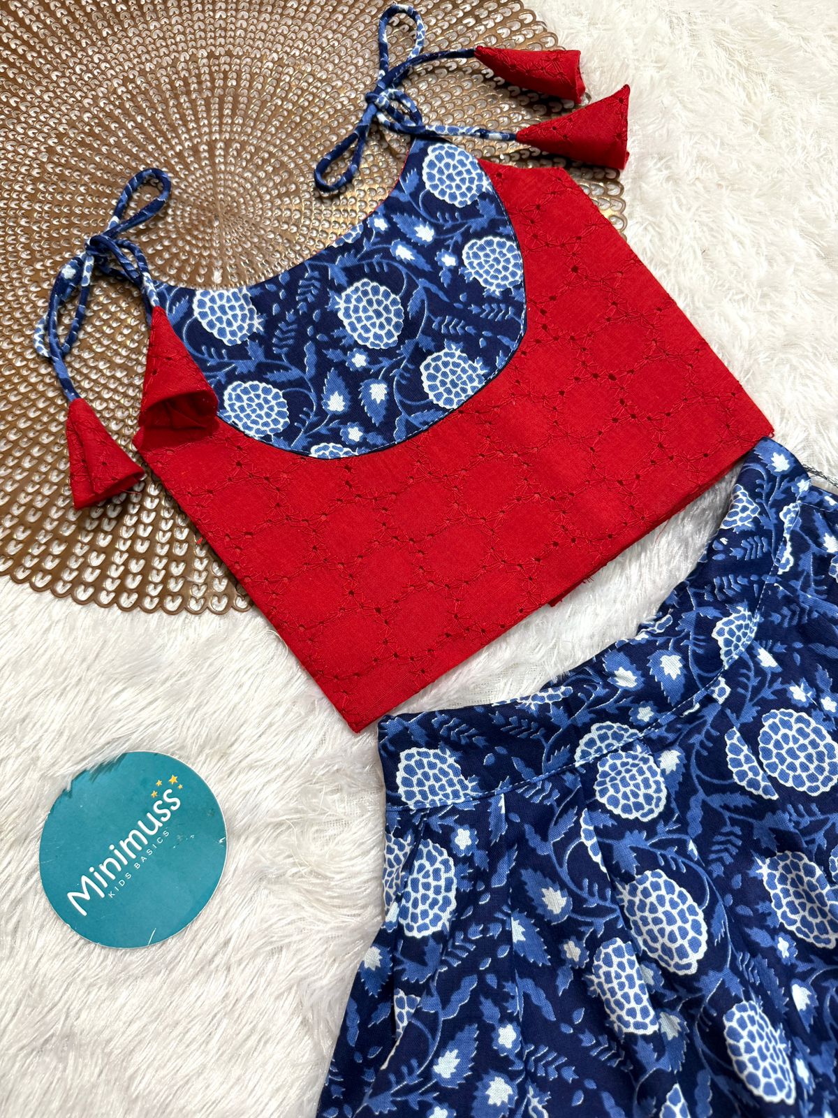 DARING DIVAS-DC101 RED INDIGO SKIRT SET