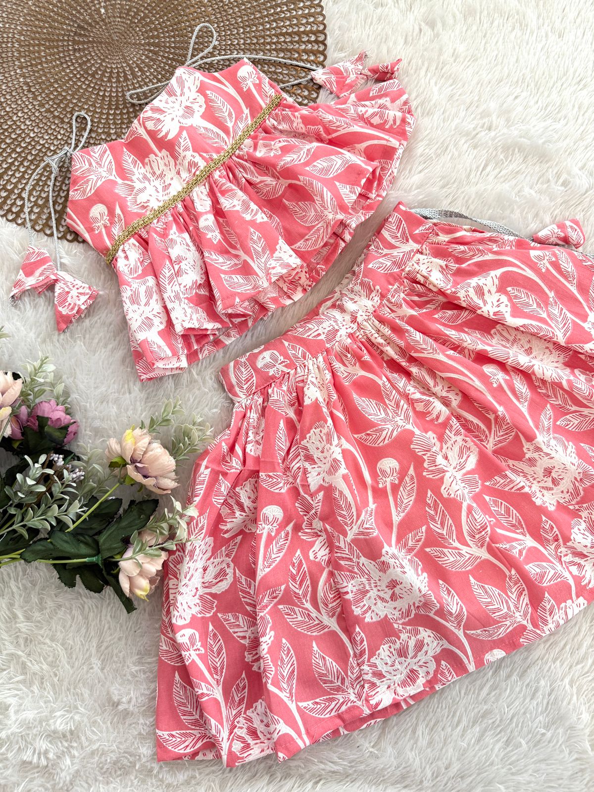 PATAKA POPS-DC109 PEACH SKIRT SET