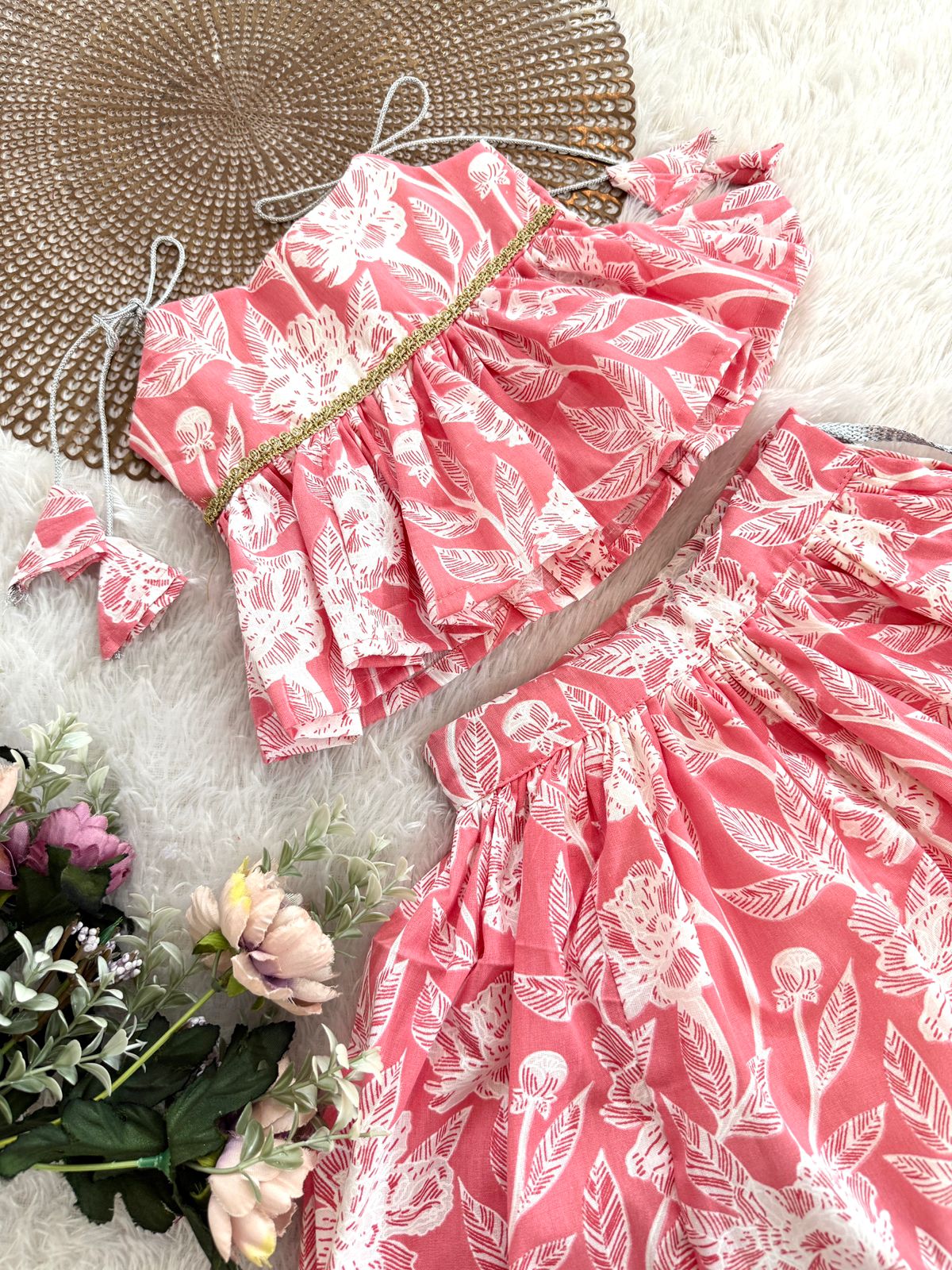 PATAKA POPS-DC109 PEACH SKIRT SET