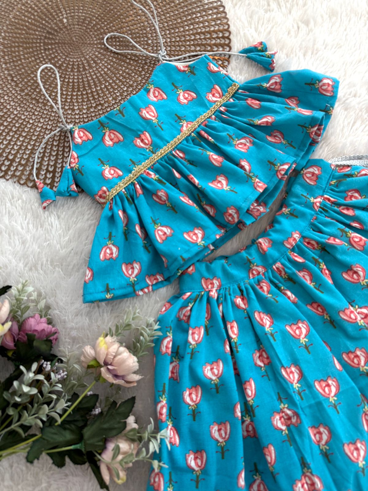 PATAKA POPS-DC111 BLUE PINK SKIRT SET