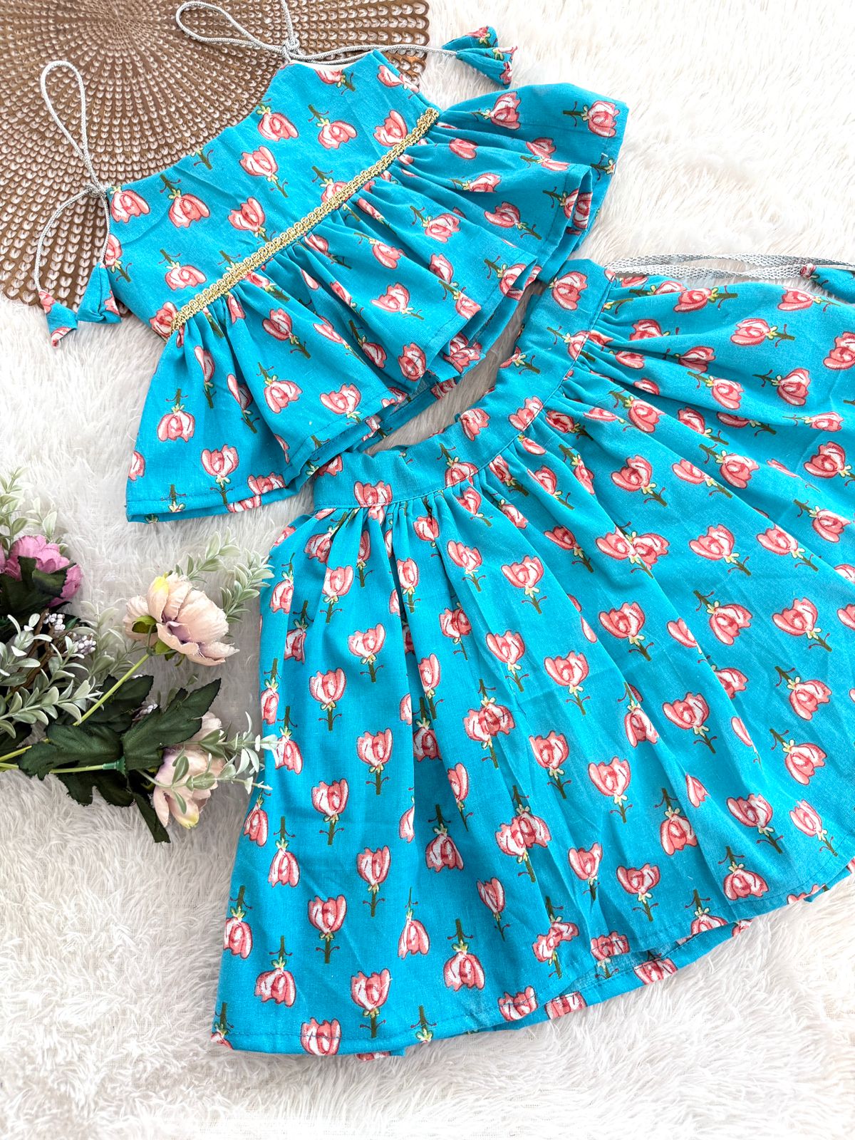 PATAKA POPS-DC111 BLUE PINK SKIRT SET