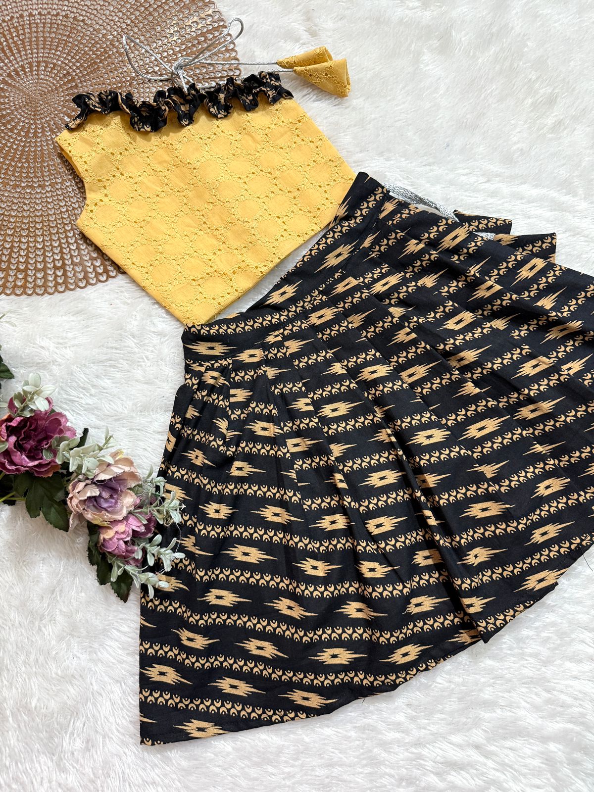 TINY DESI-DC120 BLACK IKKAT SKIRT SET