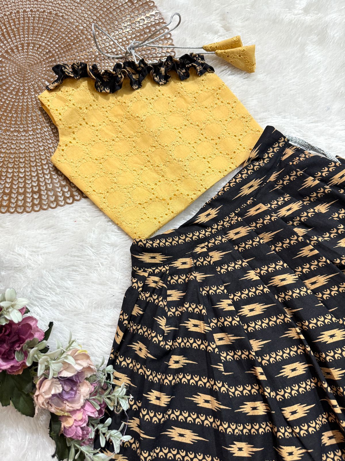 TINY DESI-DC120 BLACK IKKAT SKIRT SET