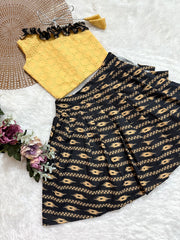 TINY DESI-DC0100 MAROON FLORAL AJRAKH SKIRT SET