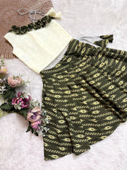 TINY DESI-DC0100 MAROON FLORAL AJRAKH SKIRT SET