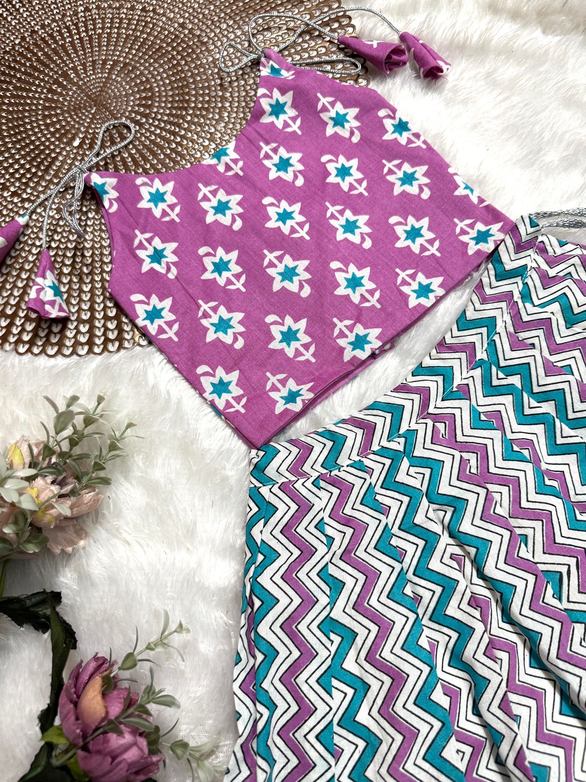 GLOW & FLOW - CP005-LAVENDER BLUE KNOTTED SKIRT SET