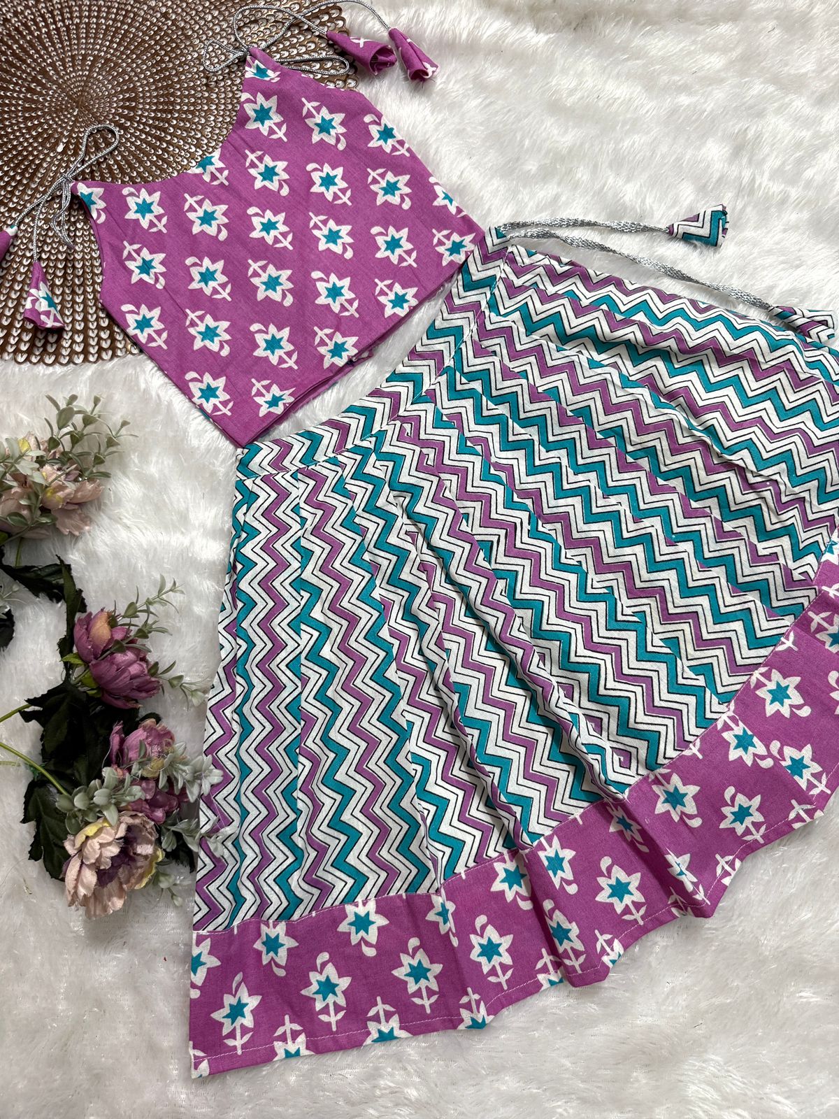 GLOW & FLOW - CP005-LAVENDER BLUE KNOTTED SKIRT SET