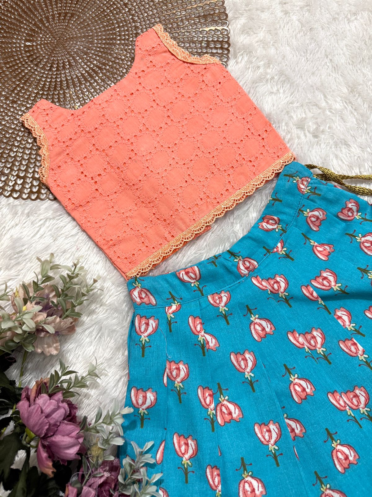 GLOW & FLOW -CP012 PEACH BLUE SKIRT SET