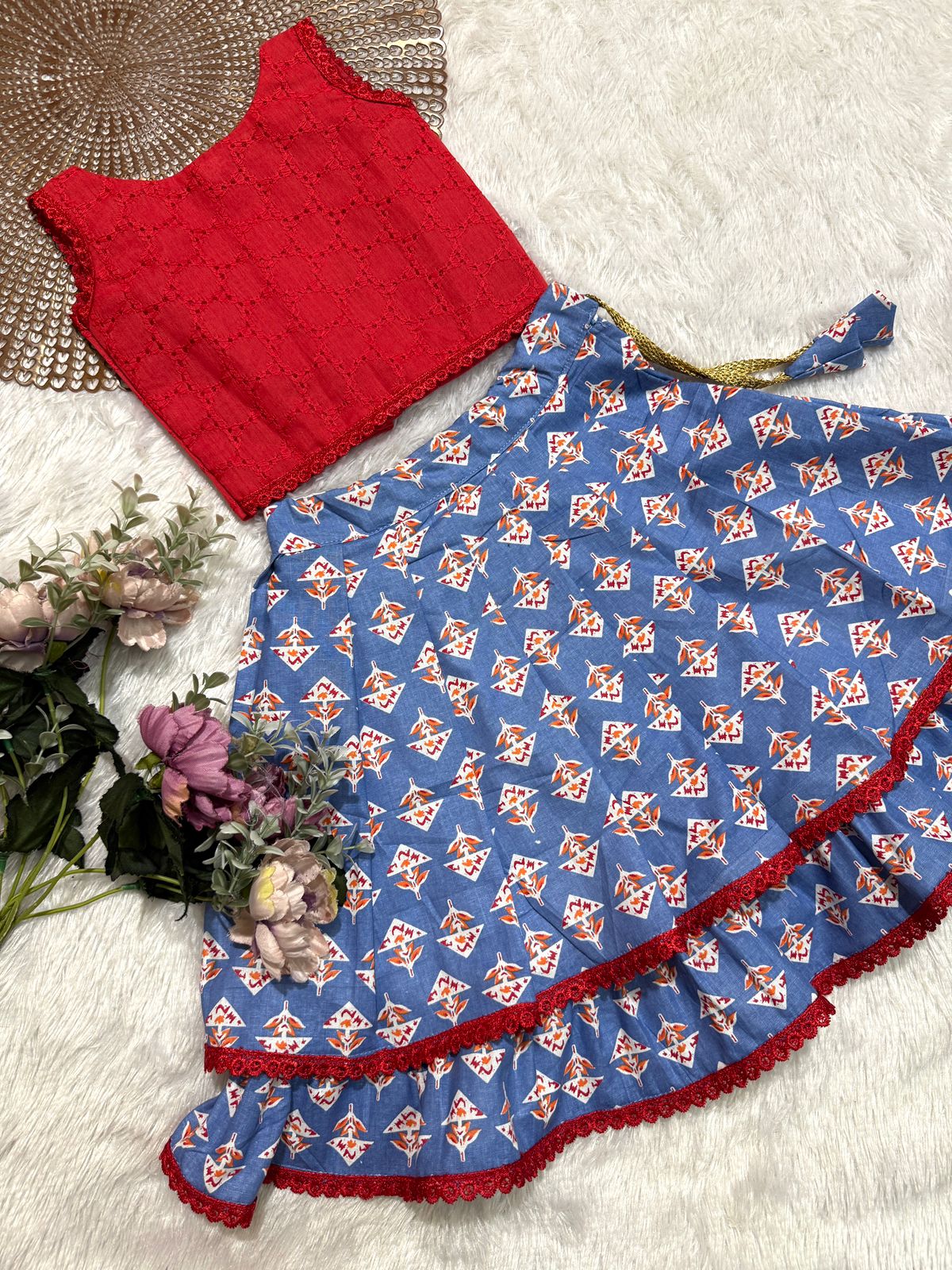GLOW & FLOW -CP013 RED BLUE SKIRTSET