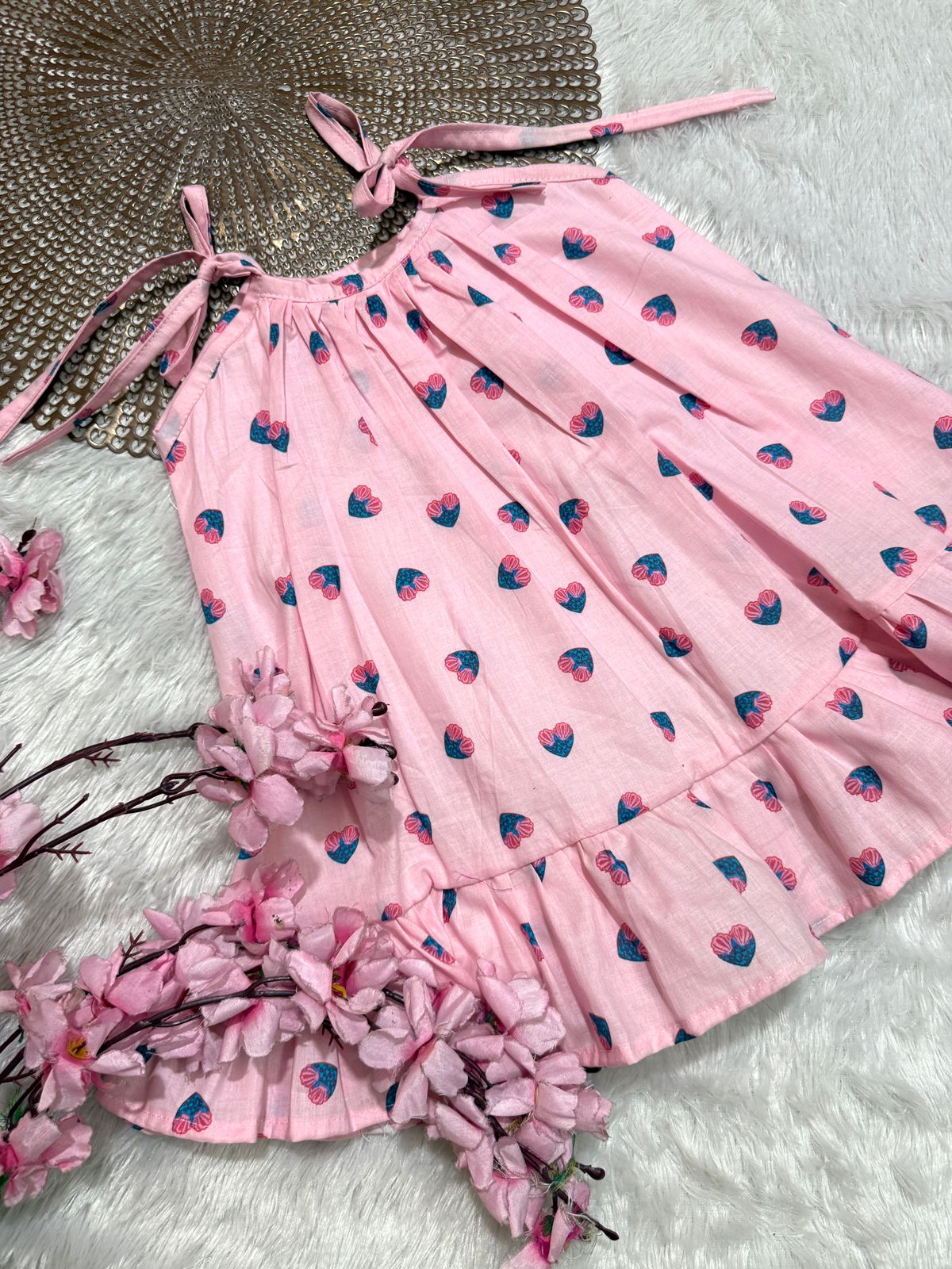 MINI GLOW- CP024 PINK HEART KNOTTED FROCK