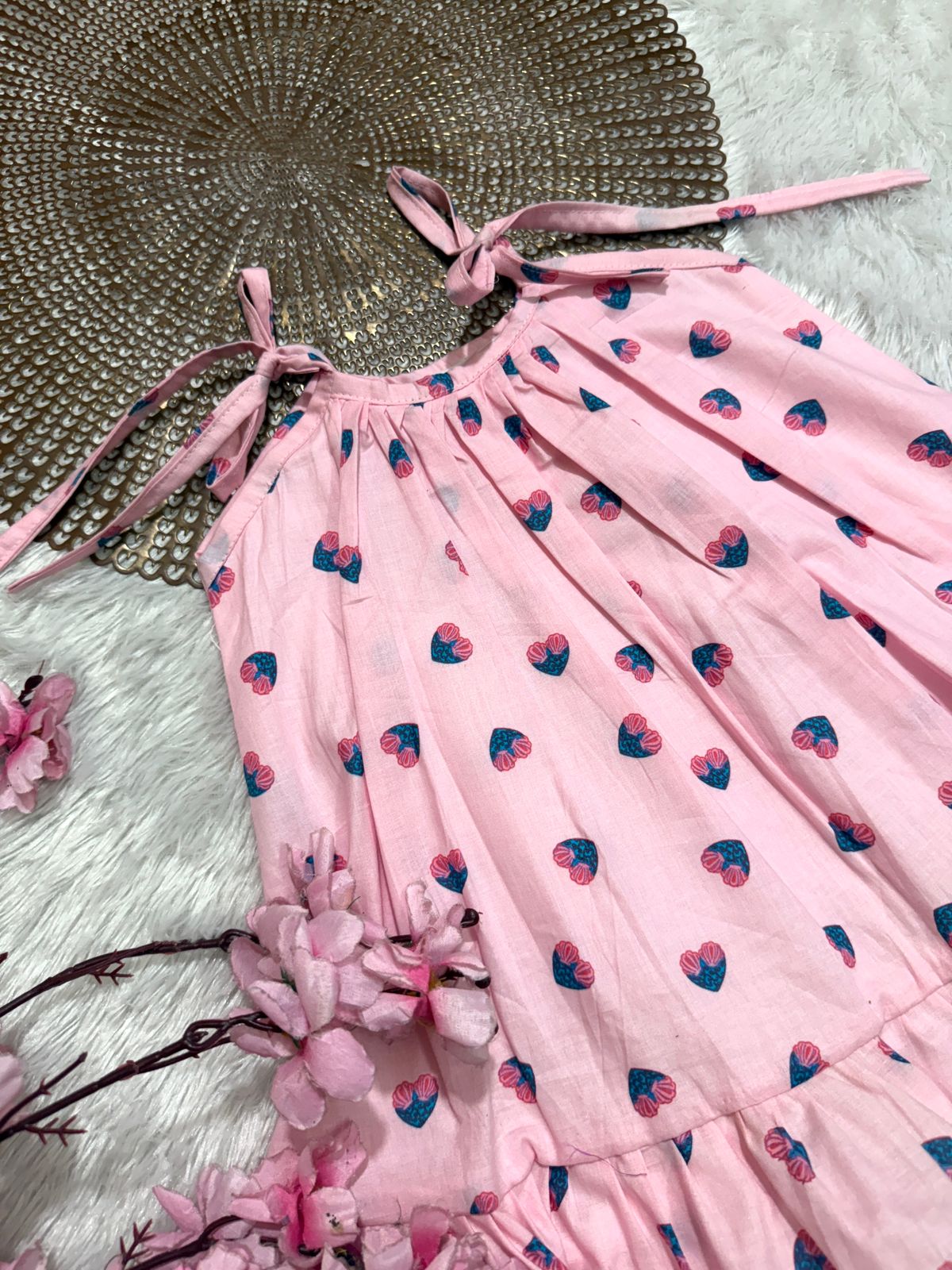 MINI GLOW- CP024 PINK HEART KNOTTED FROCK