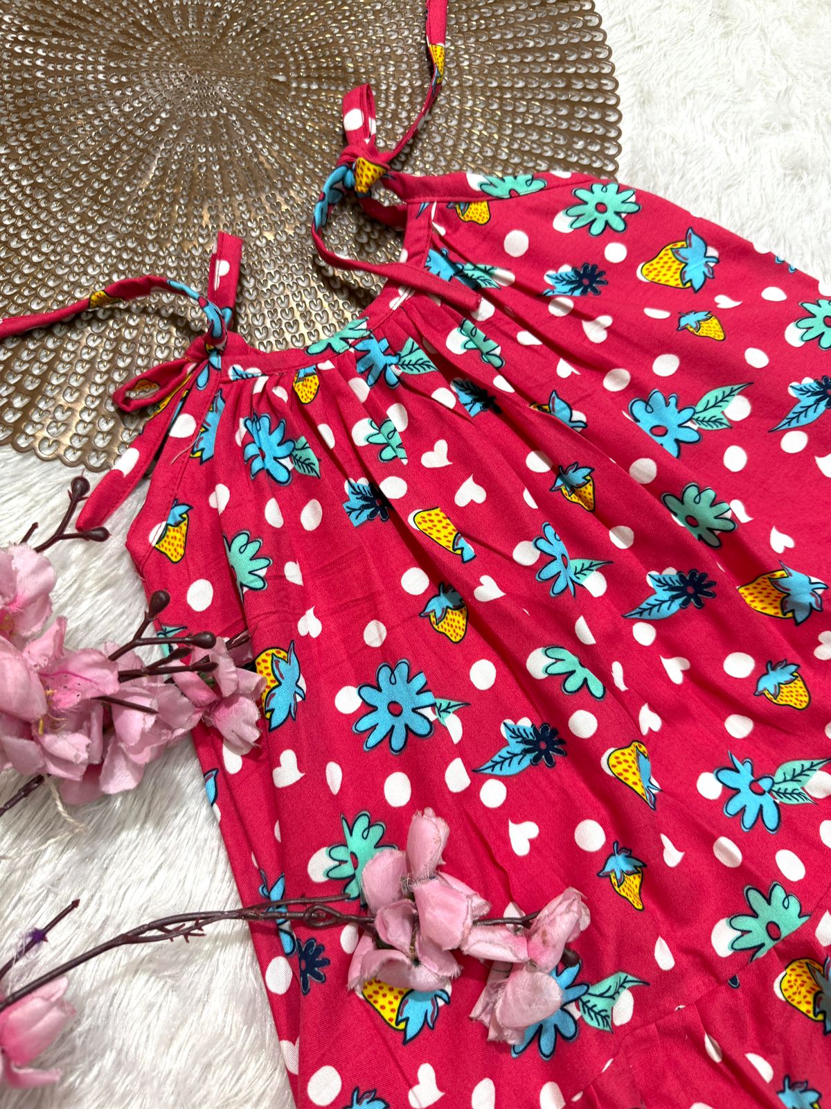 MINI GLOW- CP020 PINK FLORAL KNOTTED FROCK