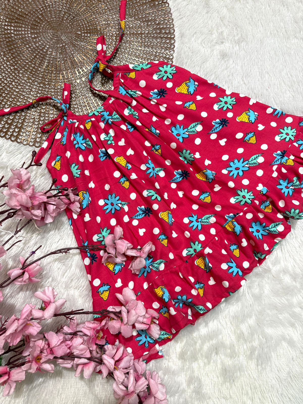 MINI GLOW- CP020 PINK FLORAL KNOTTED FROCK