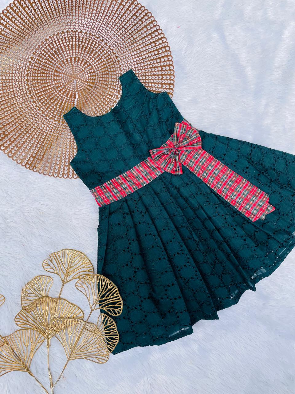 MERRY MINIMUSS- CP035-GREEN BOW FROCK