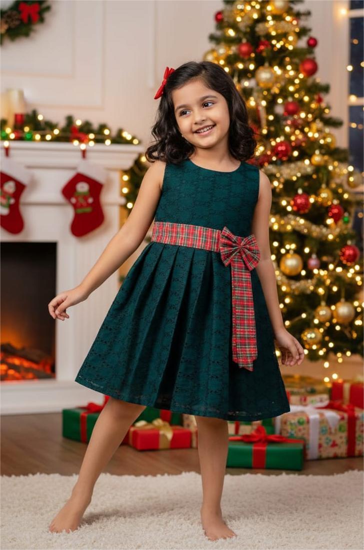 MERRY MINIMUSS- CP035-GREEN BOW FROCK