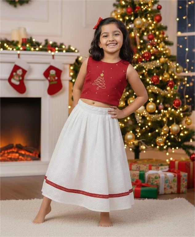 MERRY MINIMUSS- CP029-RED WHITE CHRISTMAS TREE SKIRT SET