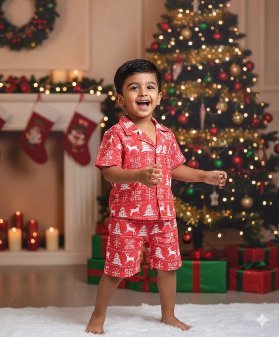 MERRY MINIMUSS- CP037-RED REINDEER BOYS CO-ORD SET