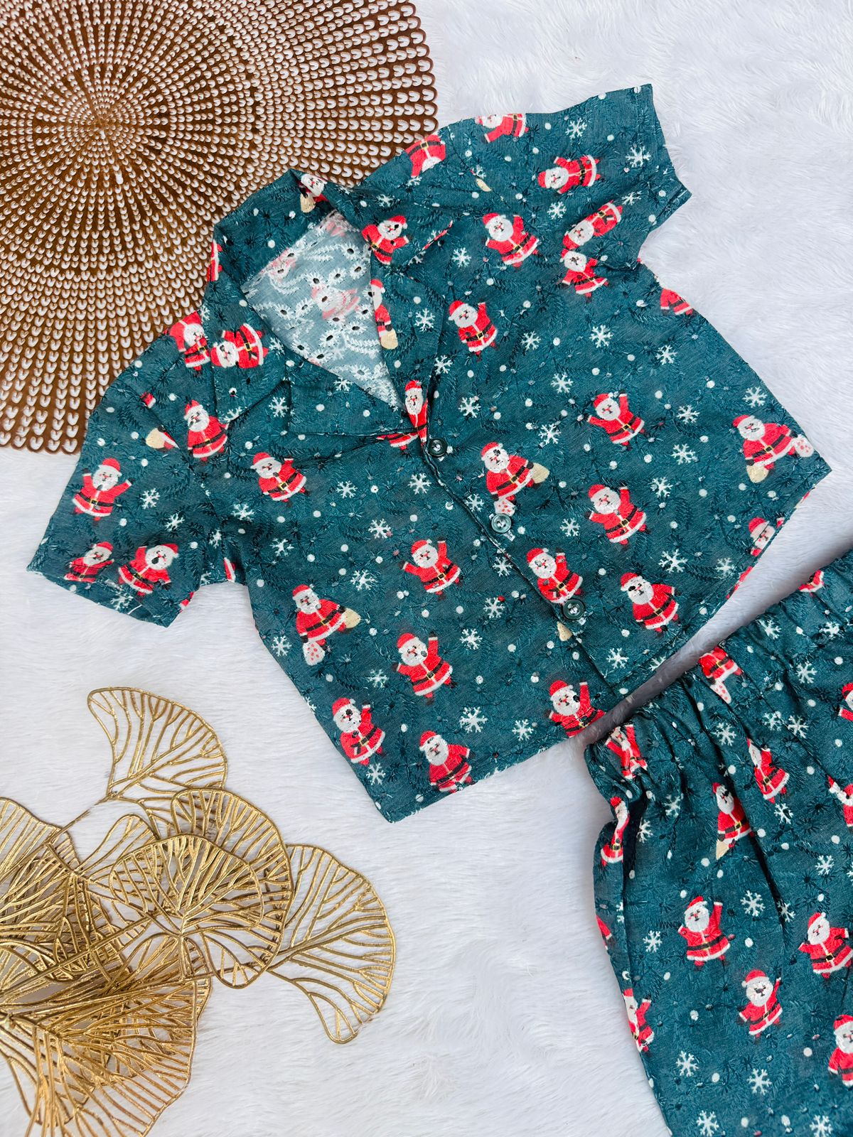 MERRY MINIMUSS- CP036-SANTA TEAL BOYS CO-ORD SET
