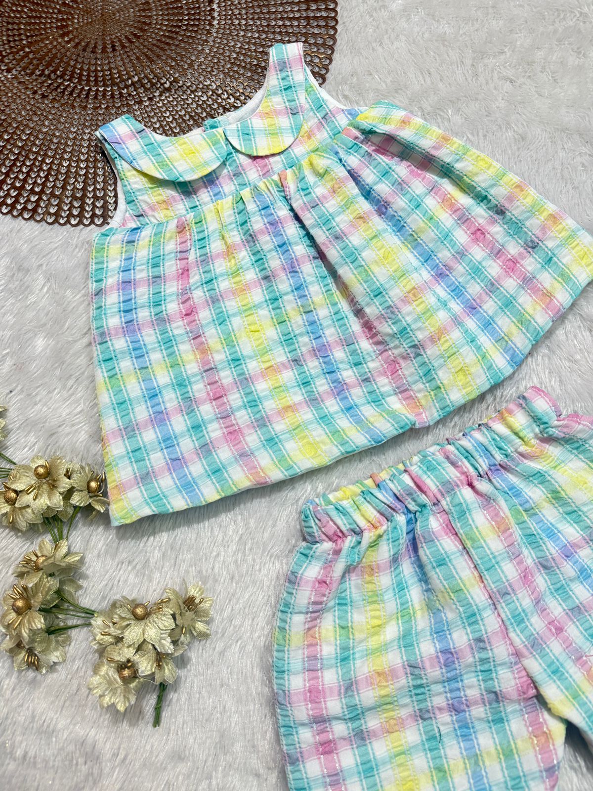 Twinkle - CP042-MULTI COLOR BLUE CHECKED CO-CORD SET