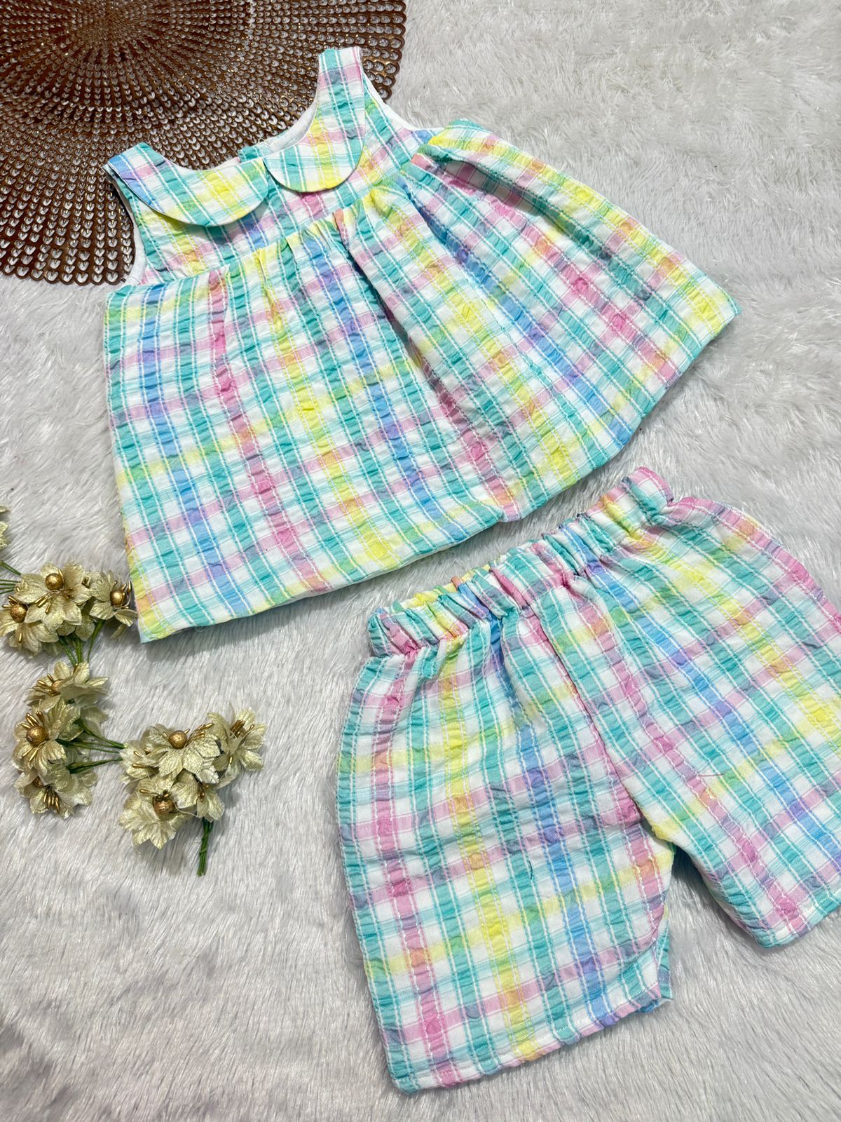 Twinkle - CP041-MULTI COLOR BLUE CHECKED CO-CORD SET