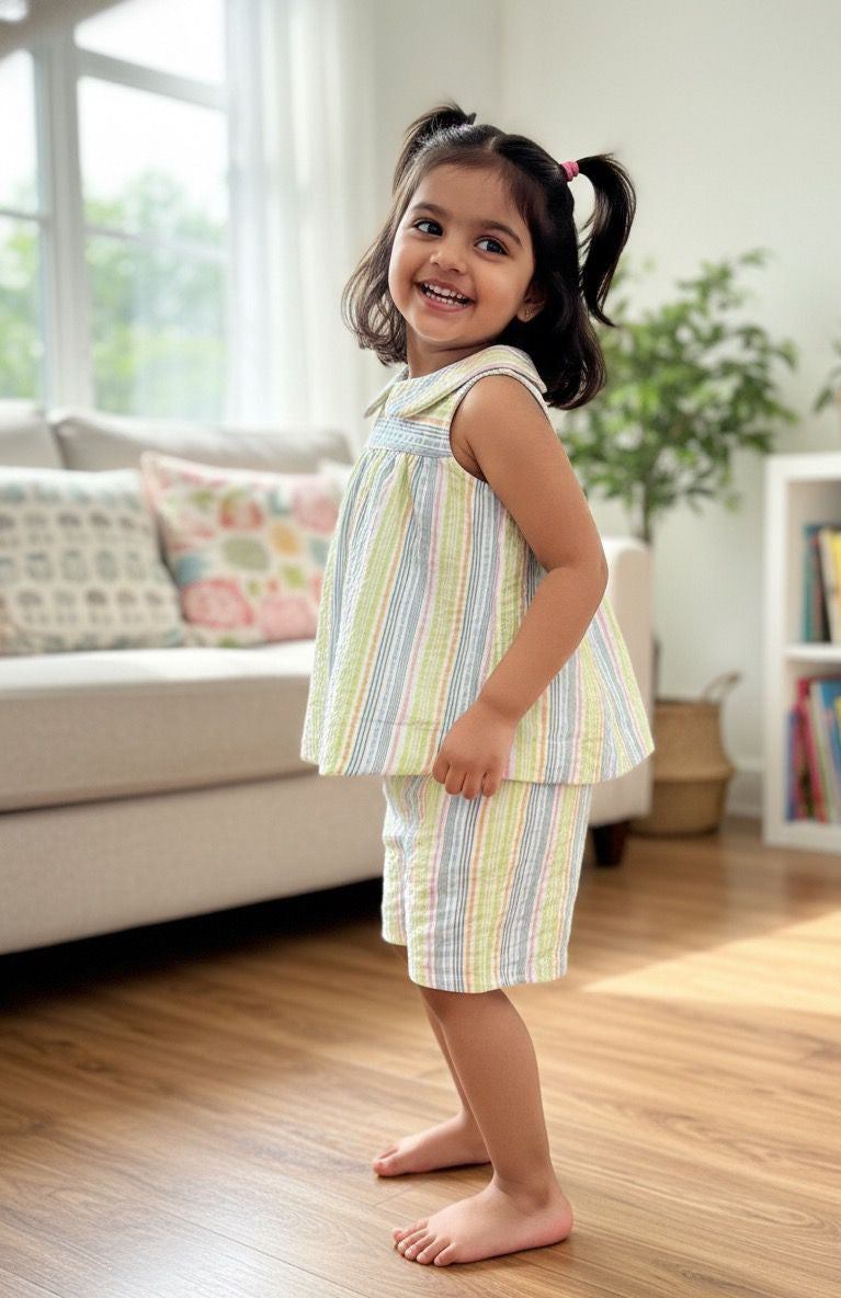 Twinkle - CP040-BLUE AND GREEN STRIPES CO-CORD SET