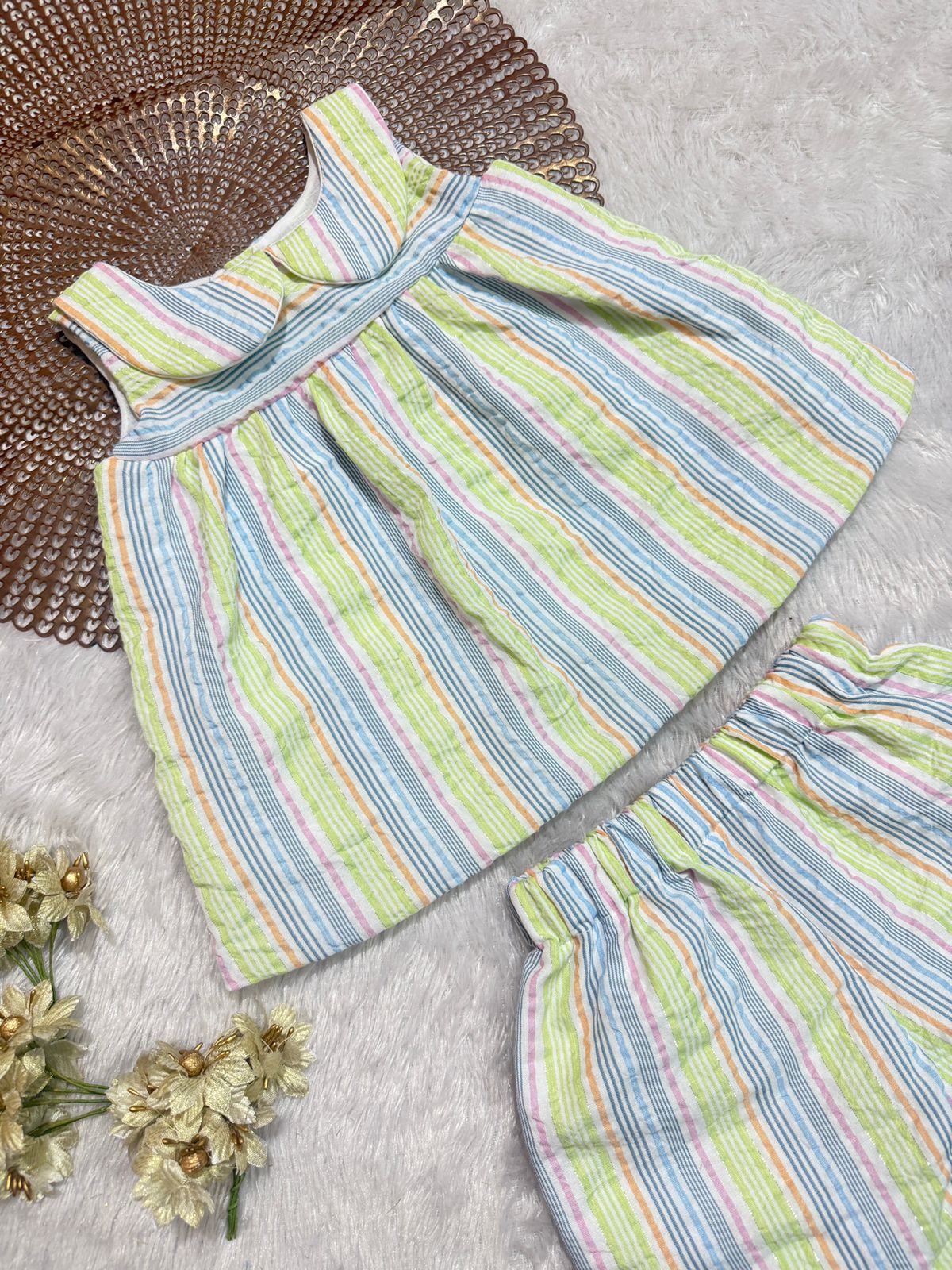 Twinkle - CP040-BLUE AND GREEN STRIPES CO-CORD SET