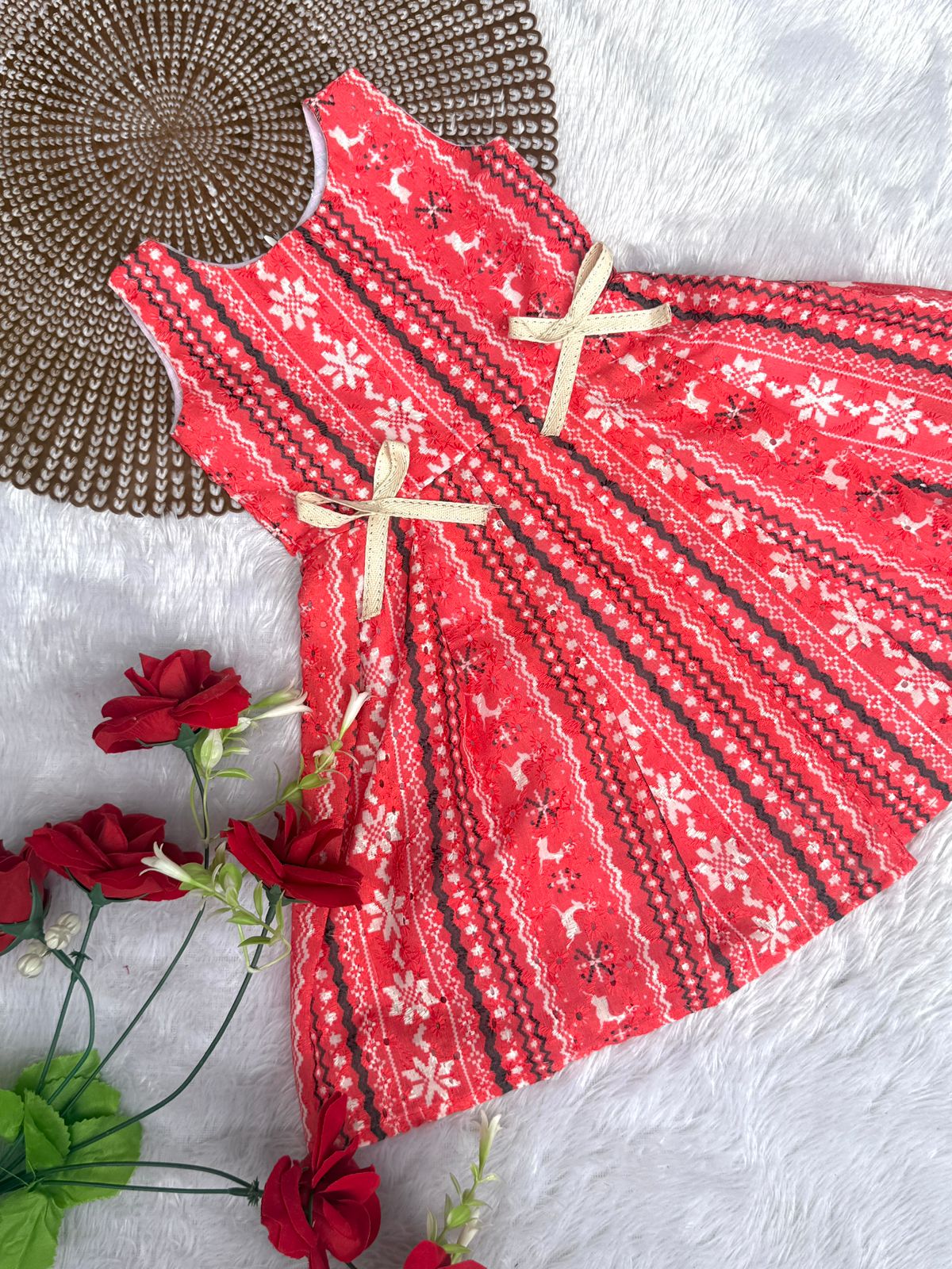 MERRY MINIMUSS- CP046-RED STRIPE BOW FROCK